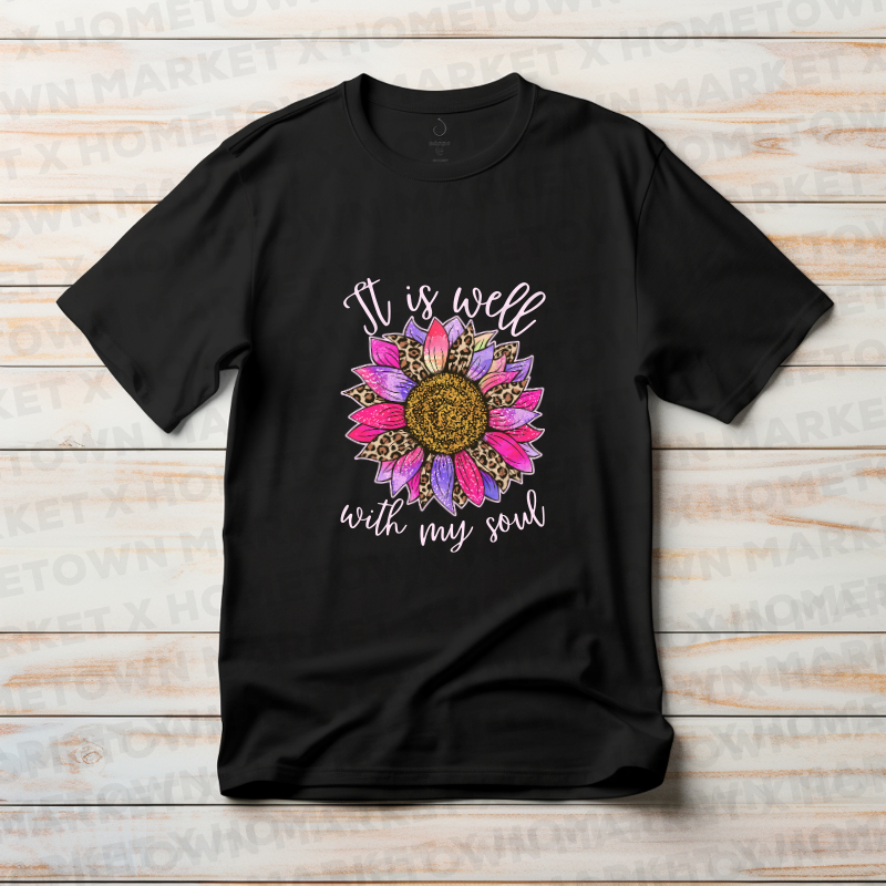 It Is Well Flower T-Shirt Size 4XL