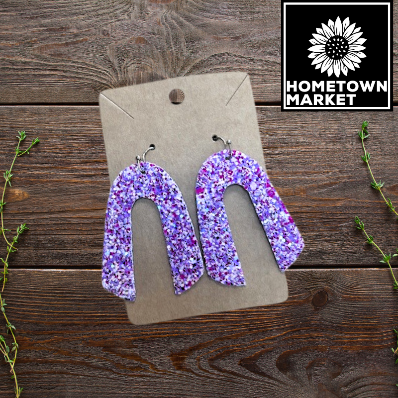 Arch Dangles: Purple Confetti Glitter