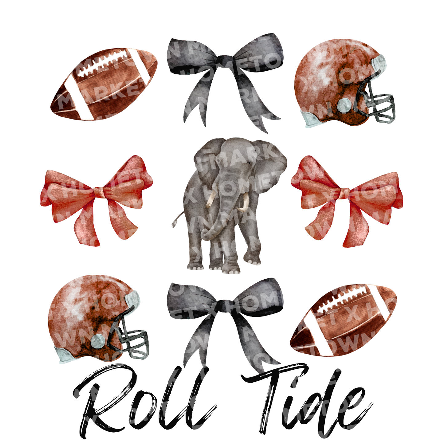 "Alabama Bows + Football" TShirt - Size 3XL