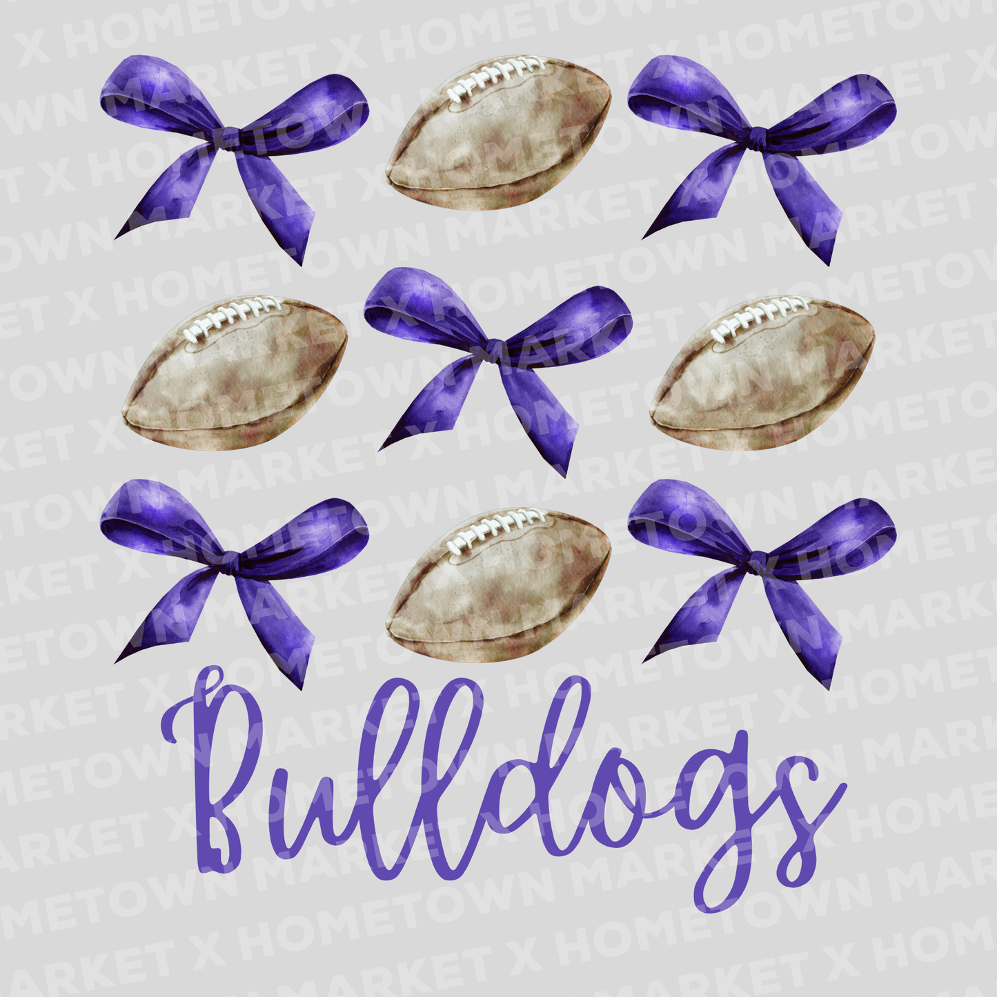 "Bulldogs Bows & Footballs" TShirt - Size 3XL