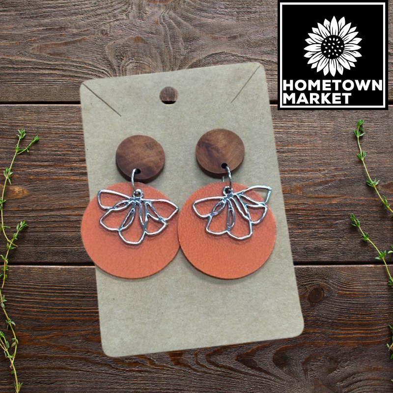 Petite Circles: Rust + Flower Charm