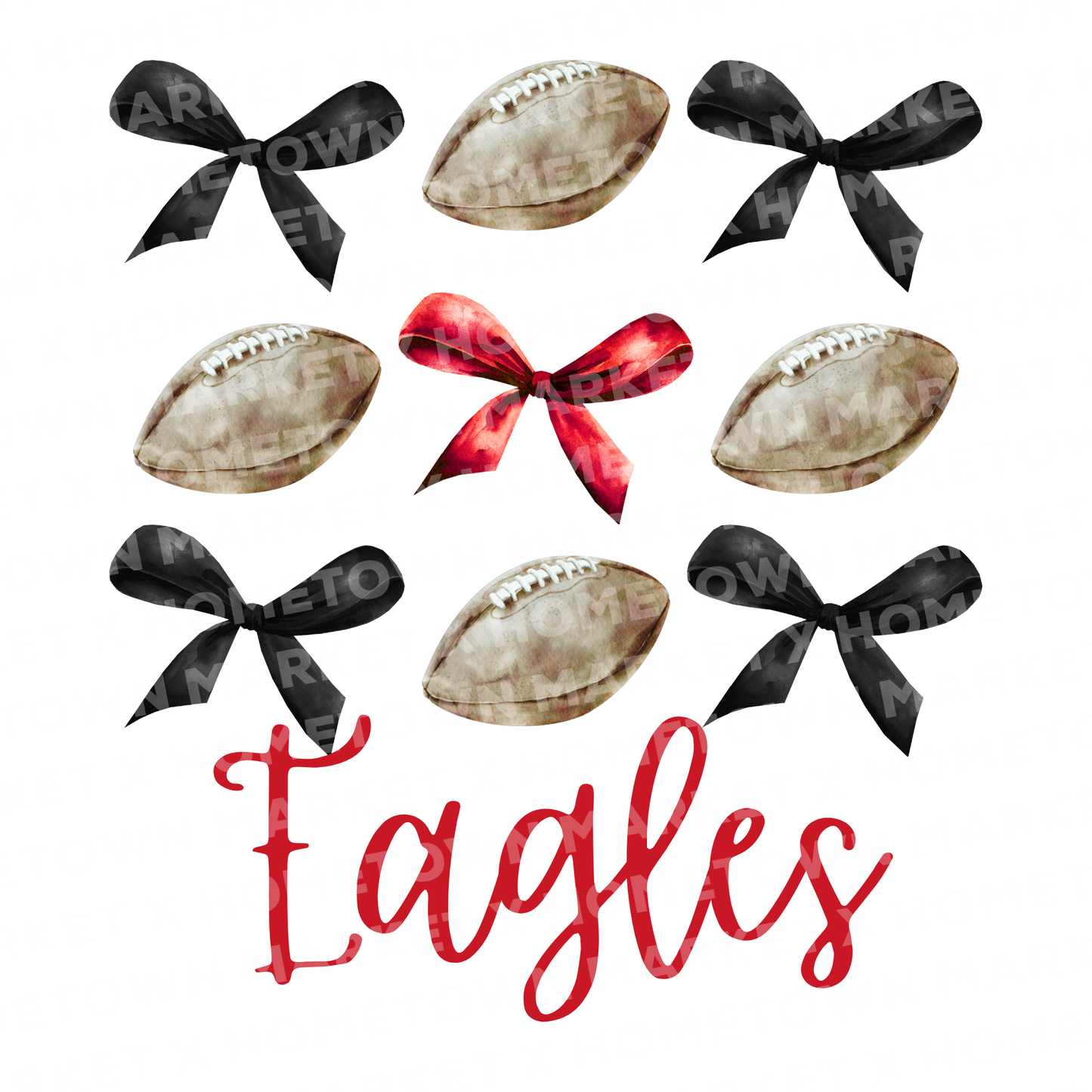 "Pisgah Eagles Bows & Football" T-Shirt - YOUTH Medium