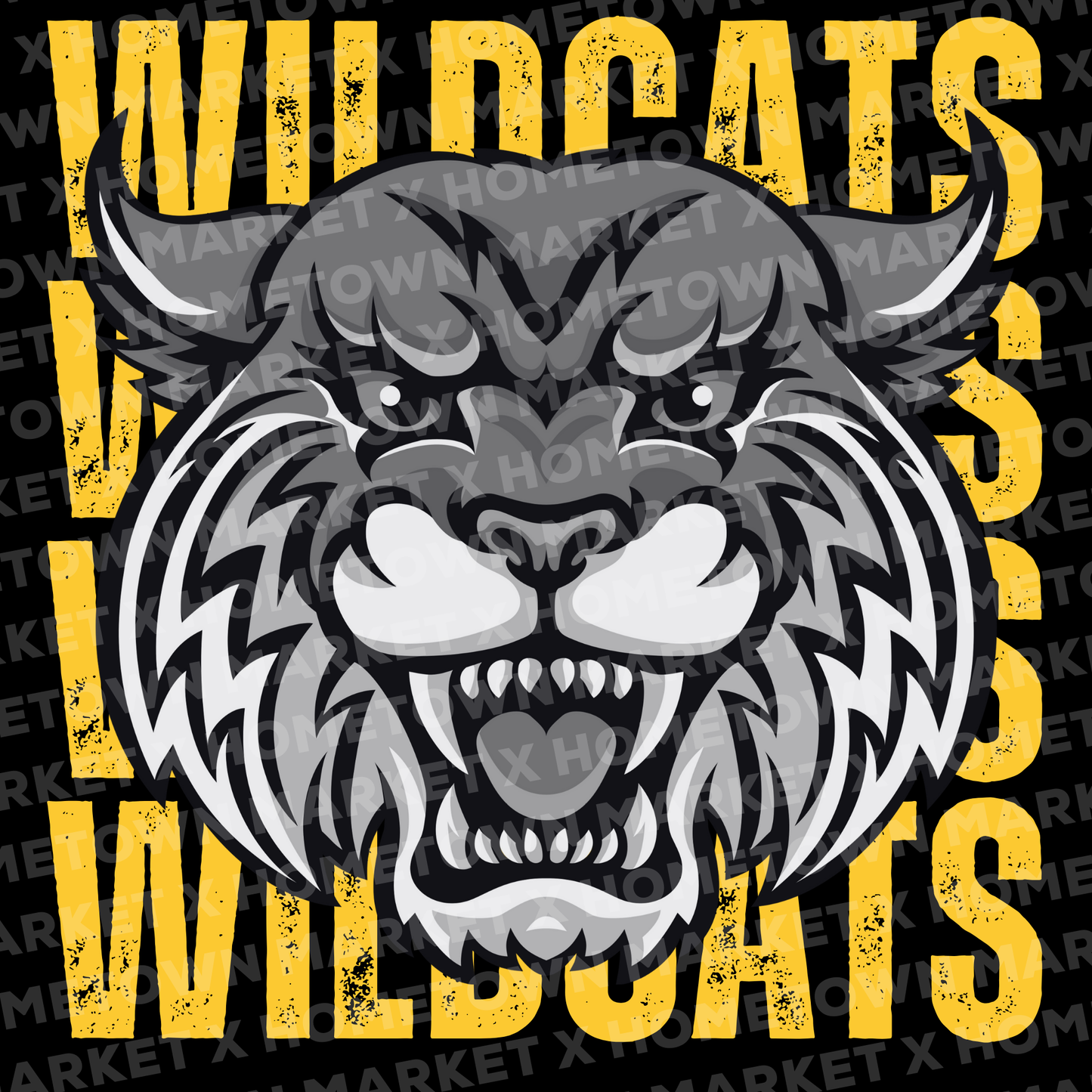 "Wildcats Mascot BW" TShirt - Size 3XL