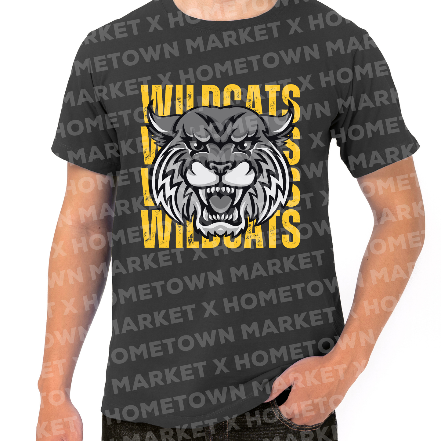 "Wildcats Mascot BW" TShirt - Size 3XL